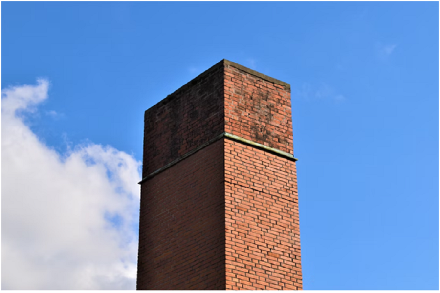 Large brick chimney. 