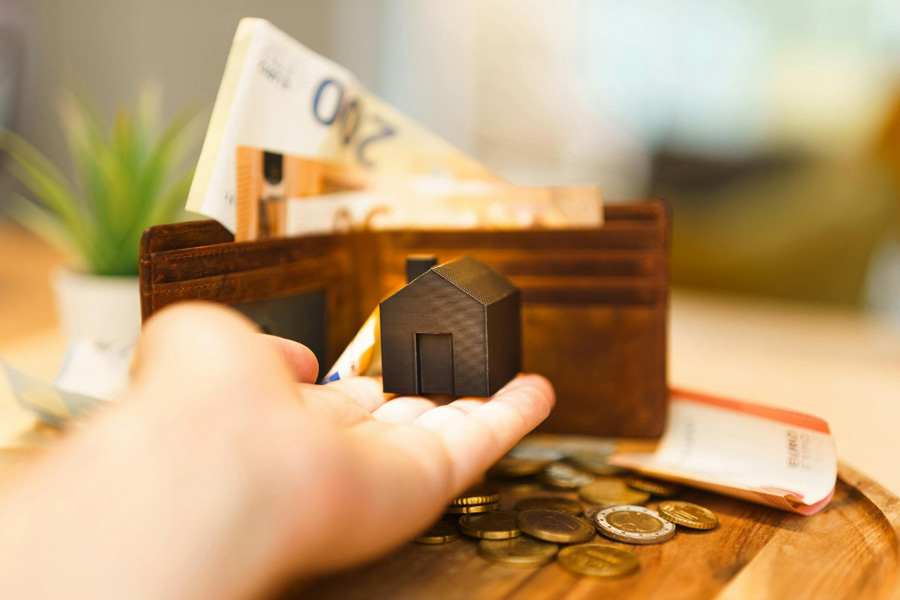 Person holding a small wooden house